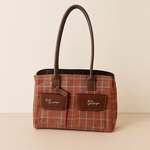 Longaberger Signed Toboso Plaid 25th Anniversary Tote Bag Collector Edition Vtg